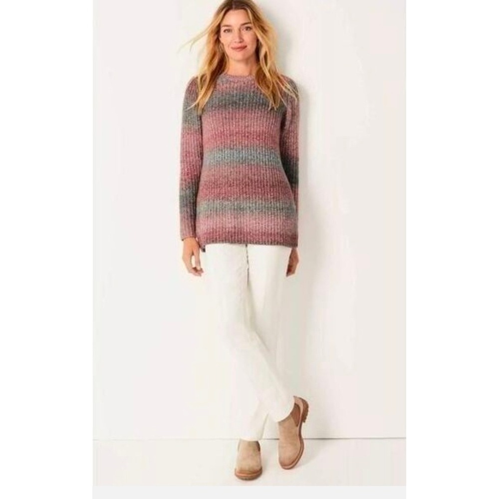 J.Jill Pure Jill Multicolor Space Dye Ribbed Knit Sweater Large Tall L T